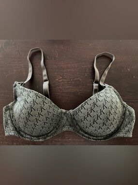 Calvin Klein Grey x Black Logo Jacquard Bra